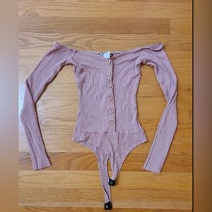 Fashion Nova pink button up body suit